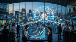 Artificial intelligence investment boom illustrated through advanced AI technology and growing market speculation
